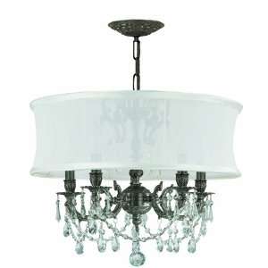  Crystorama 5535 PW SMW CLM Brentwood 5 Light Chandelier in 