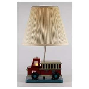 Fire Engine Truck Kids Table Lamp with Nite Lite: Home 