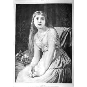   1902 Antique Portrait Beautiful Girl Cordelia Yeames: Home & Kitchen
