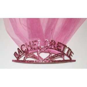  Pink Glitter Bachelorette Tiara and Veil Health 