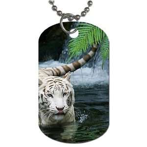  White Tiger Dog Tag with 30 chain necklace Great Gift 