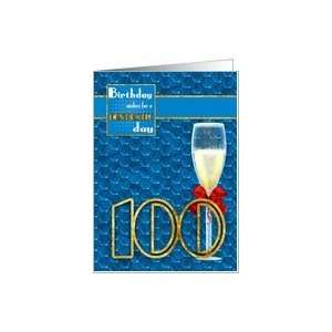  100th Birthday   Geometric Birthday Card Champagne Card 