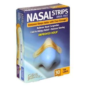  Clear Passage Drug Free Nasal Strips, Large, Tan, 30 Count 