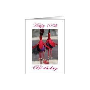 Happy 108th Birthday Purple and Red Flower Card: Toys 