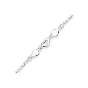   Silver Heart Link Anklet   9 Inch: West Coast Jewelry: Jewelry