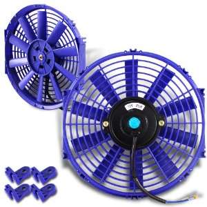    Universal 12 12V blue Slim Push/Pull Radiator Fan: Automotive