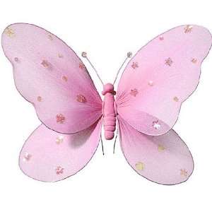 Hanging Butterfly 5 Small Light Pink Nylon Butterflies with Sequins 