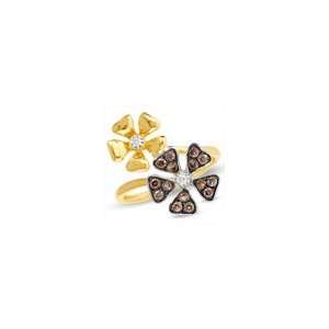 ZALES Champagne and White Diamond Double Flower Ring in 10K Two Tone 