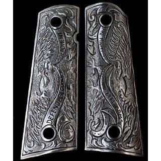 Pewter 1911 Gun Grips 2nd Amendment Engraved Design