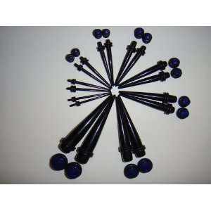Piece Ear Stretching Taper Kit   18 Pc Black UV Acrylic Ear Tapers 14G 
