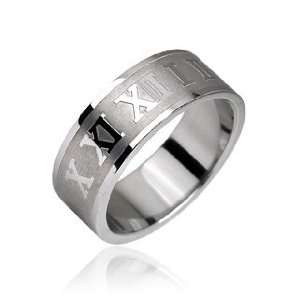    Surgical Steel Ring with Roman Numerals   Size: 5 13, 6: Jewelry