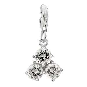 Amore Lavita(tm) Round Clear Crystal Dangle Sterling Silver Clasp 