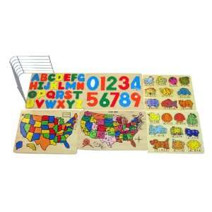  ABCs n Animals Learning Wooden Puzzle: Toys & Games