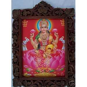  Lord Laxmi showering Money, Pic in wood Frame: Everything 