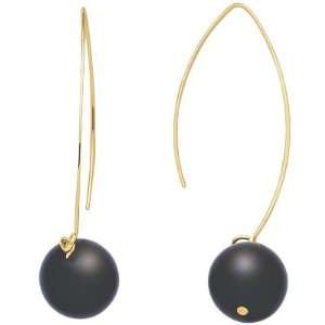  18K Gold Plated Onyx Ball Drop Earrings: Jewelry