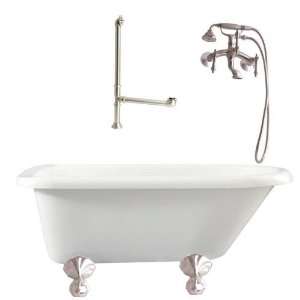   White with Wall Mount Faucet in Satin Nickel LA1 SN