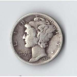  1936 D U. S. Mercury Silver Dime 