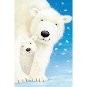  Fluffy Polar Bears Mother & Baby Wildlife PAPER POSTER 