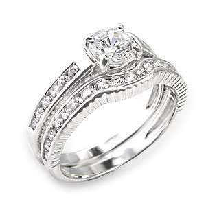   TQW6X088ZCH T14 CZ Wedding Ring Set 1.44 Ct Center Stone (10) Jewelry