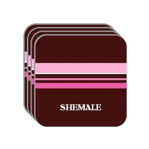 Personal Name Gift   SHEMALE Set of 4 Mini Mousepad Coasters (pink 