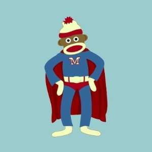  Sock Monkey Superhero Round Sticker: Home & Kitchen