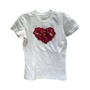  Steve & Barrys Vintage T Shirt White Rose Heart Size Small 