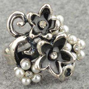 Adjustable Wholesale Lots 24 PCS Tibet Silver Faux Pearl Cocktail Ring 
