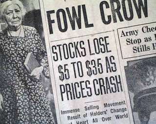 1929 STOCK MARKET CRASH Wall Street New York City BEGINS FALLING Old 