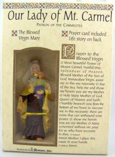 Our lady Of Mt Carmel Virgin Mary Statue Prayer Card  