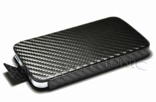 New BK Carbon Fiber Leather Case pouch for iPhone 4 4G  