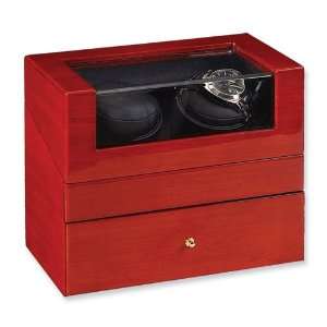  Mahogany Solid Wood Double Watch Winder: Jewelry