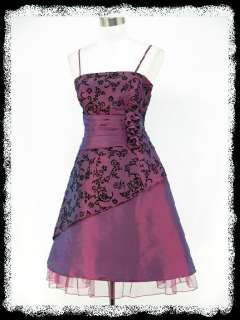 dress190 PURPLE 50s TATTOO FLOCK FLORAL 50s PROM PARTY EVENING DRESS 
