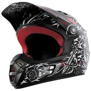   01070 V2 Youth Print Helmet Black Red YLG   Youth Large: Automotive