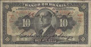 BRAZIL RARE 10000 REIS ESTAMPA 1A 1923 NOTE  
