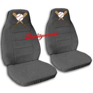  2 Nice Charcoal Seat Covers with Baseball Logo for 08 