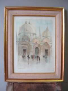 Nice antique watercolor Venice view painting # 0802  