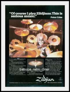 1980 PETER CRISS Kiss ZILDJIAN Drums CYMBALS Print AD Advertisement 