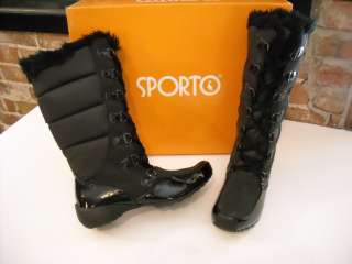 Sporto Bernice BLACK Patent SNOW BUNNY BOOT 6.5 NEW  