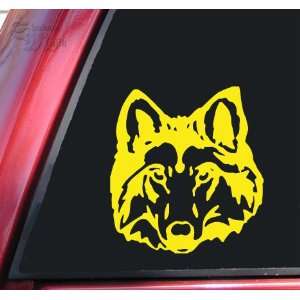  Wolf Head #1 Vinyl Decal Sticker   Yellow Automotive
