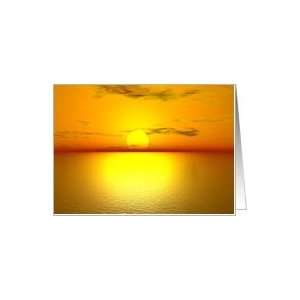  yello sunset over ocean blank card Card Health & Personal 