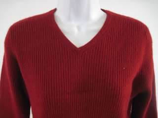 DANIEL BISHOP Red Cashmere Ribbed Sweater Sz L  