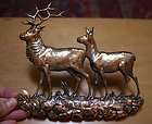 vintage 70s copper colored doe deer 10 point buck decorative