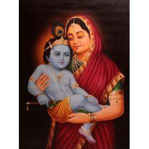  Baby Krishna in the Lap of Mother Yashoda   Oil on Canvas 