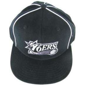 Philadelphia 76ers NBA Black and White Flex Fit Flat Bill Hat   Size S 
