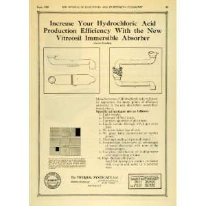  1922 Ad Hydrochloric Acid Production Vitreosil Absorber 