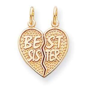  14k Gold Best Sister Break apart Charm Jewelry