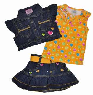Be Real Infant Girls 3Pc Denim Jacket & Skirt Set Size 12M 18M 24M 