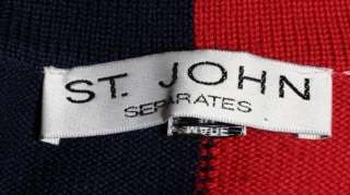 St. John Separates Blue Red Nautical Small Knit Womens Sweater  