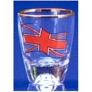  British Flag Shot Glass with Gold Rim 4 Piece Gift Box 