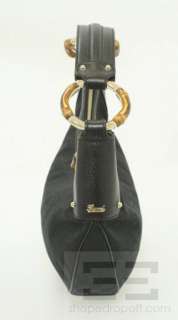 Gucci Black Monogram Canvas & Leather Trim Bamboo Ring Hobo Bag  
